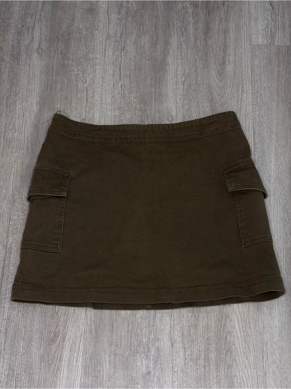 Express Olive Brown Cargo Mini Skirt